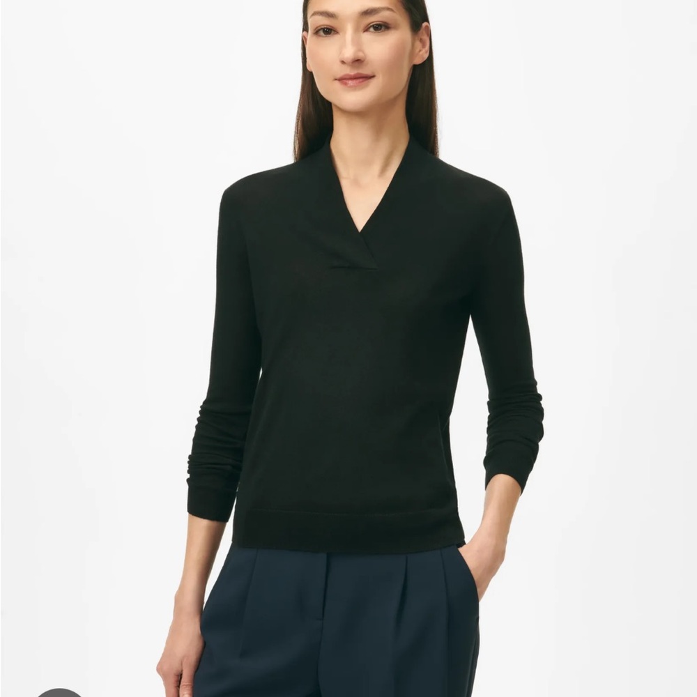 Brooks Brothers Silk-Cashmere Shawl-Collar Sweater in Black